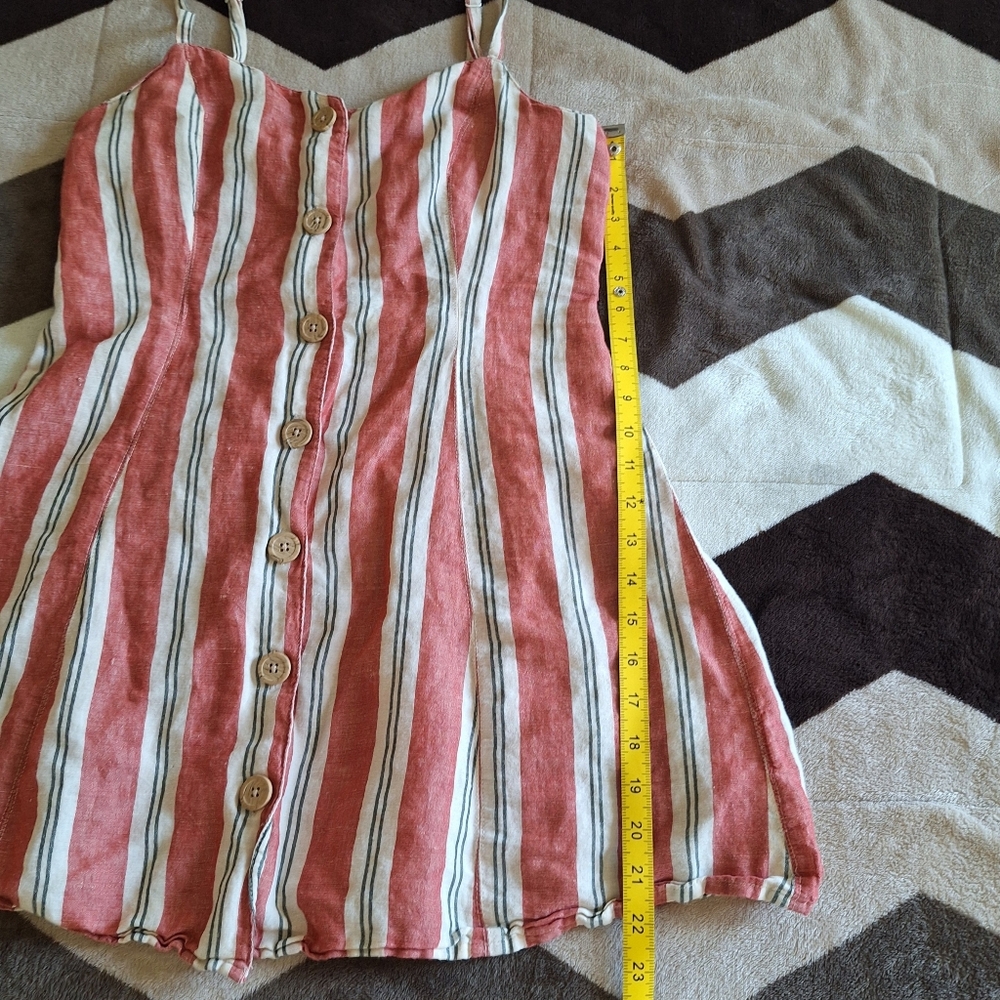 Urban Outfitters Striped Ladder Back Linen Mini Dress Size Small - Chic Summer - Picture 8 of 9